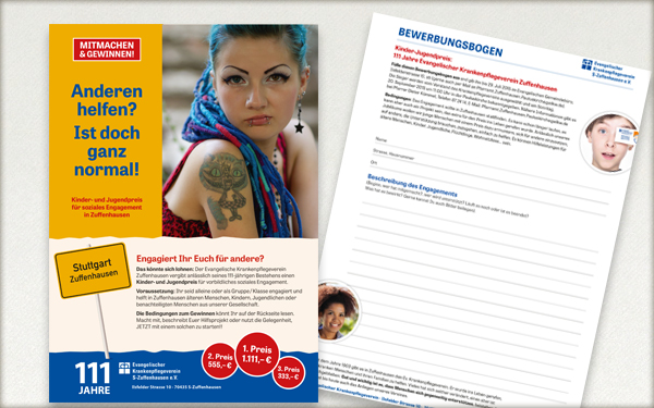 Werbemittel für die Kirchengemeinde Zuffenhausen, Mediendesign von designformat